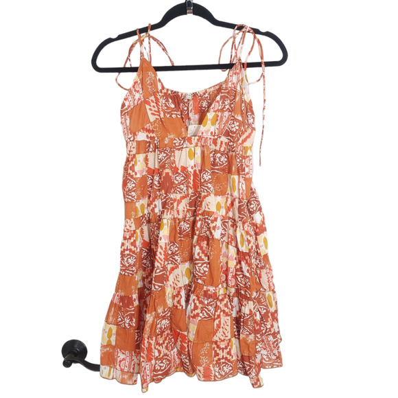 Free People Dresses & Skirts - Free People Patch It Up Trapeze Slip Dress Womens S Orange Floral Sleeveless New